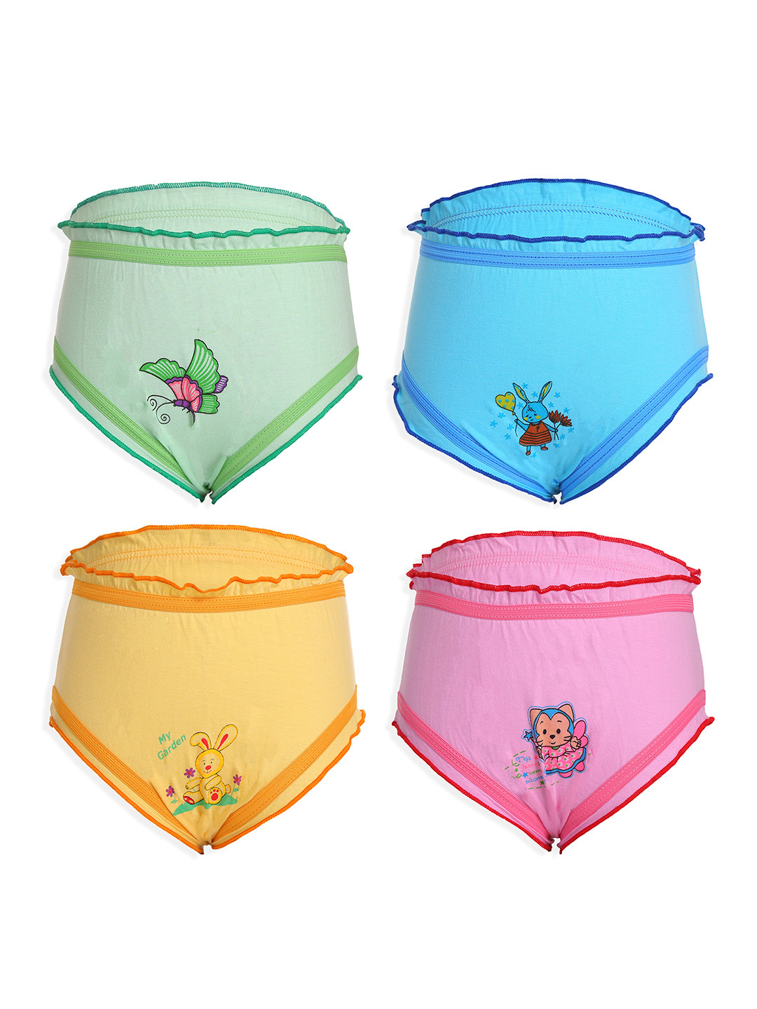 

SMARTERKIDS Kids Pack Of 4 Pure Cotton Basic Briefs, Green