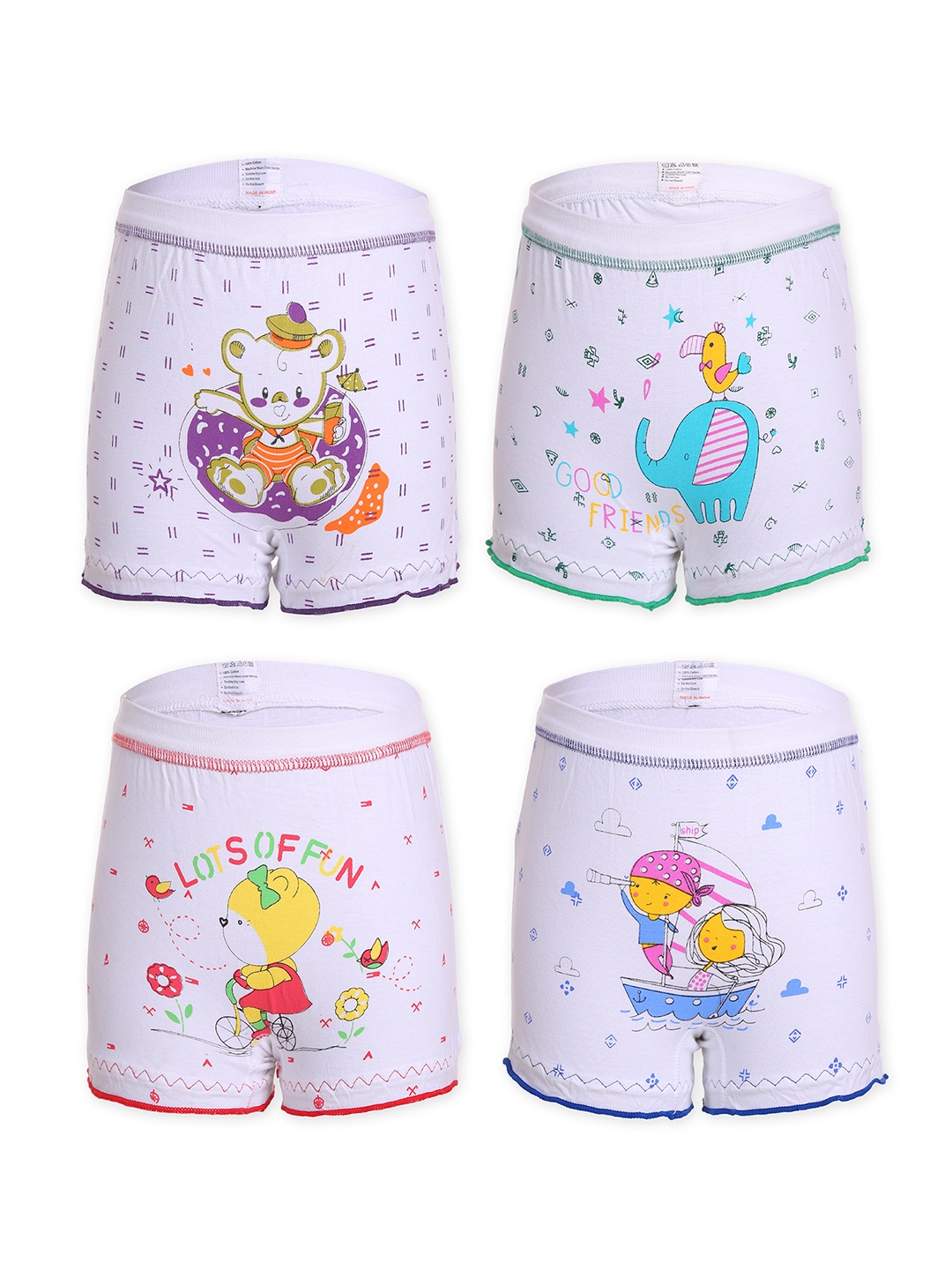 

SMARTERKIDS Kids Pack of 4 Assorted Pure Cotton Basic Briefs
