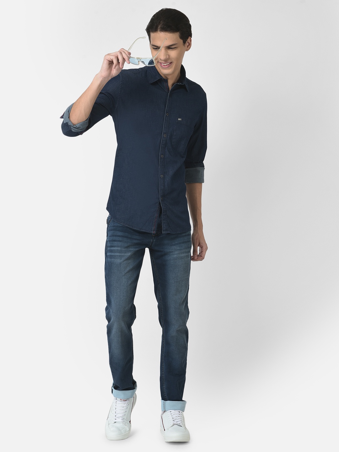 

Crimsoune Club Men Navy Blue Slim Fit Casual Shirt