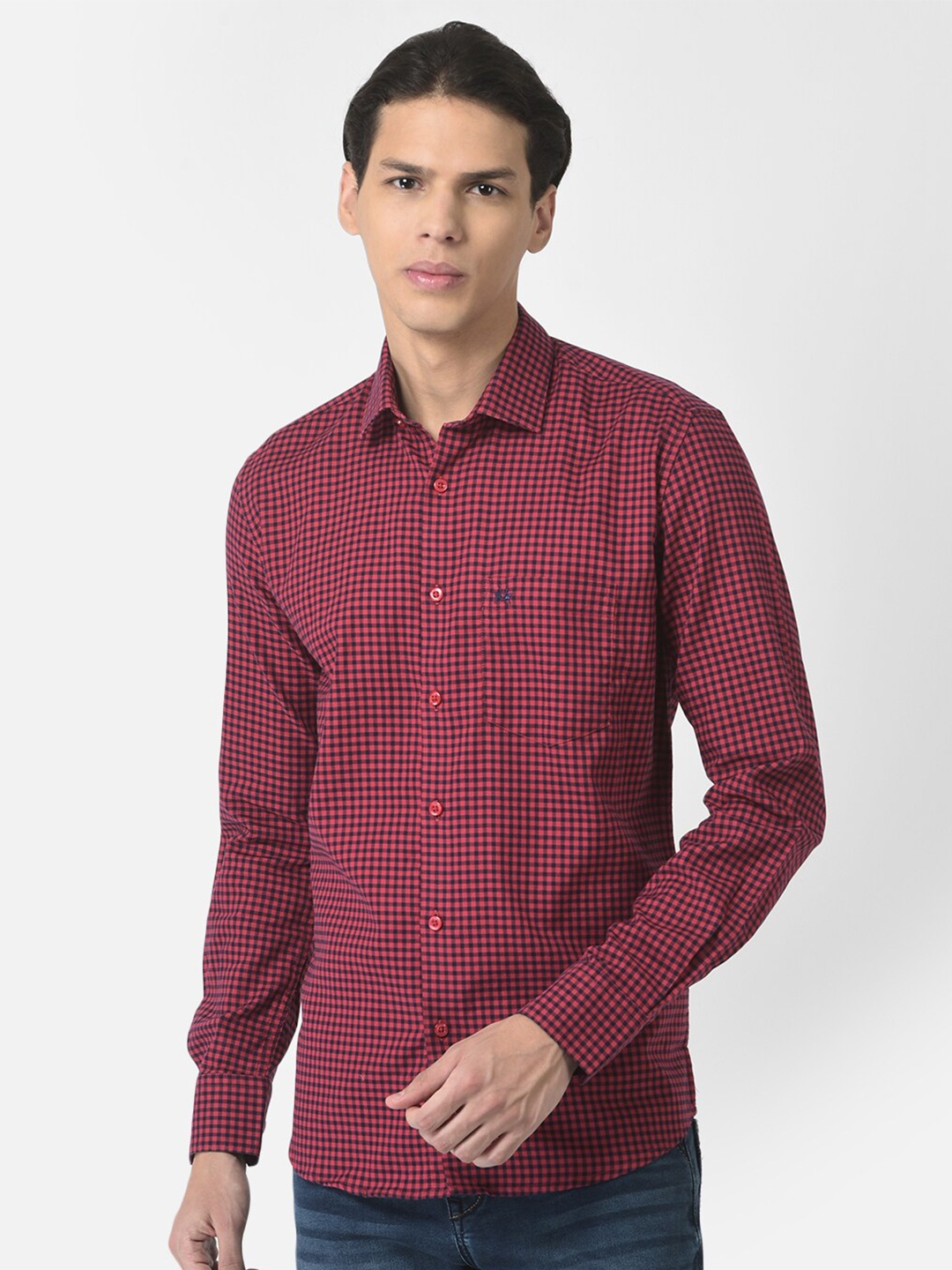 

Crimsoune Club Men Red Slim Fit Checked Casual Shirt
