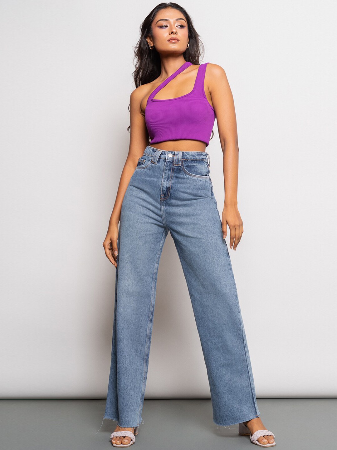 

FREAKINS Women Blue Straight Fit Pure Cotton High-Rise Jeans