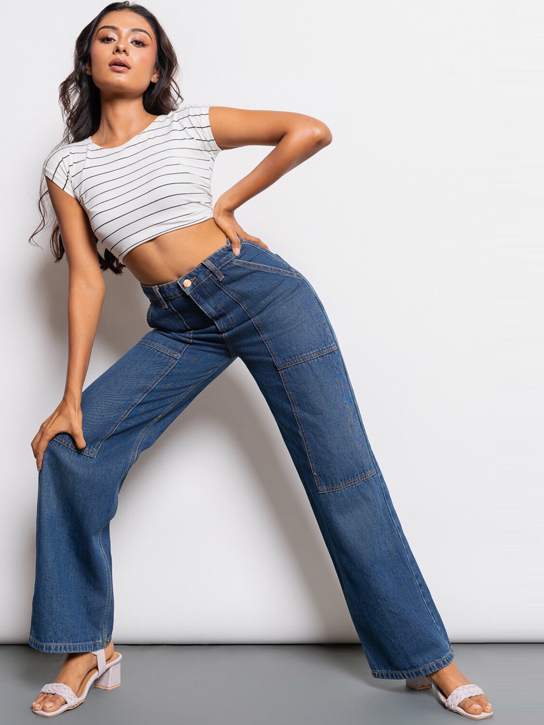 

FREAKINS Women Blue Straight Fit High-Rise Light Fade Jeans