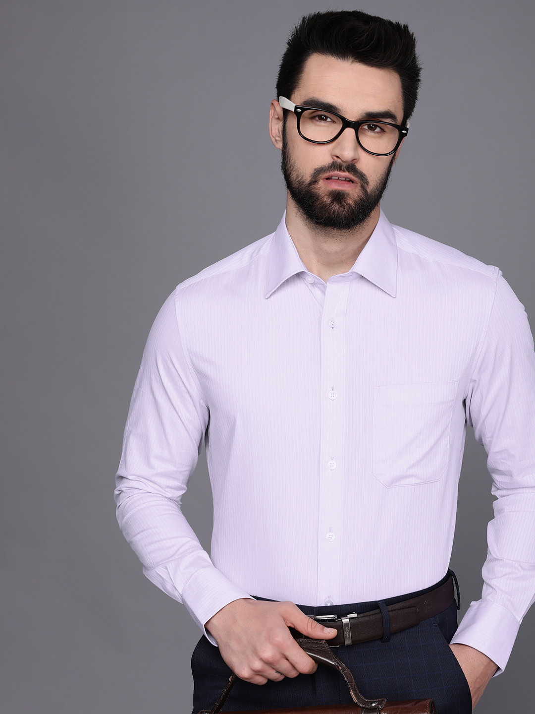 

Louis Philippe Men Pure Cotton Classic Fit Formal Shirt, Purple
