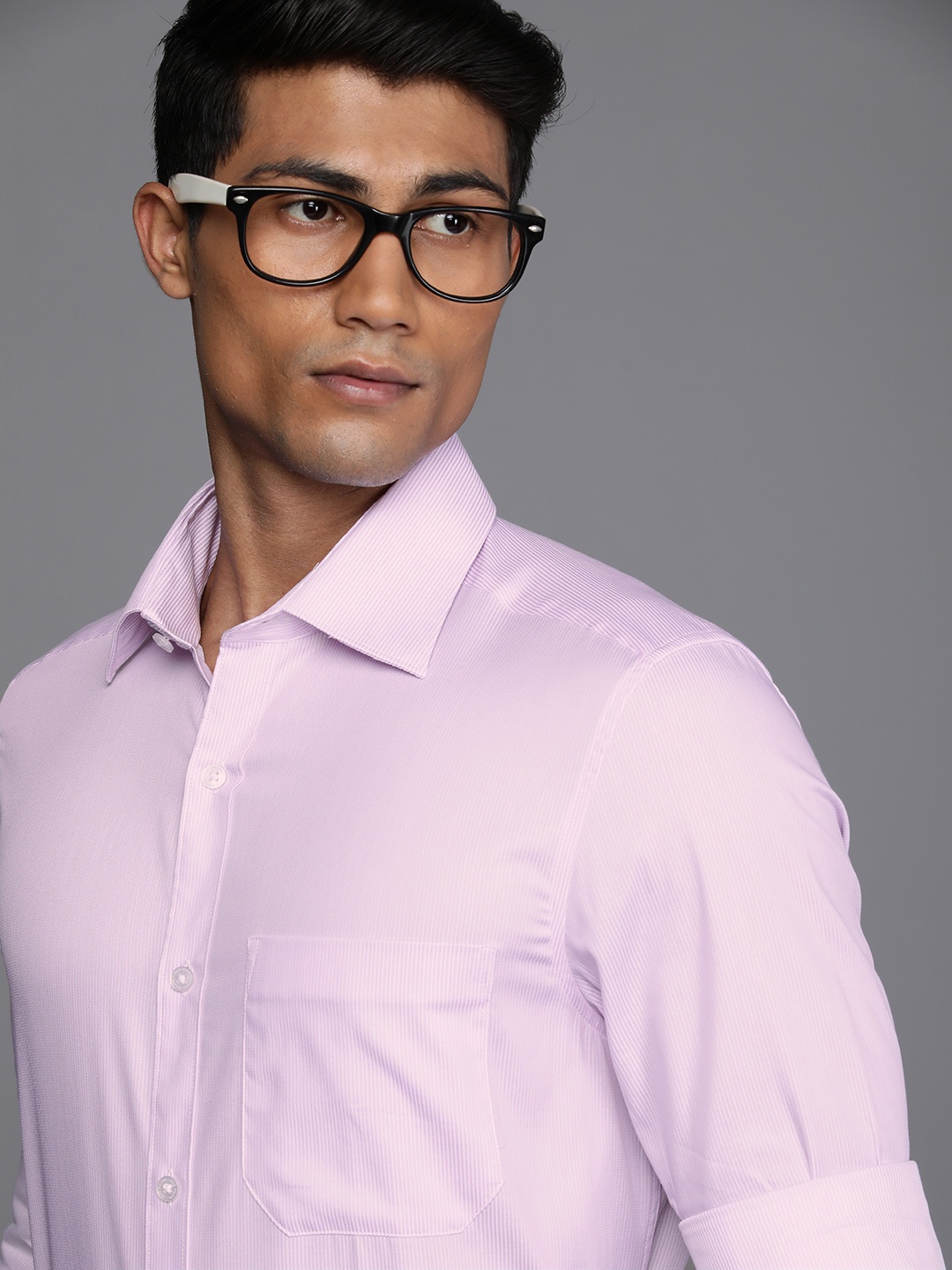 

Louis Philippe Men Pink Classic Vertical Striped Pure Cotton Formal Shirt