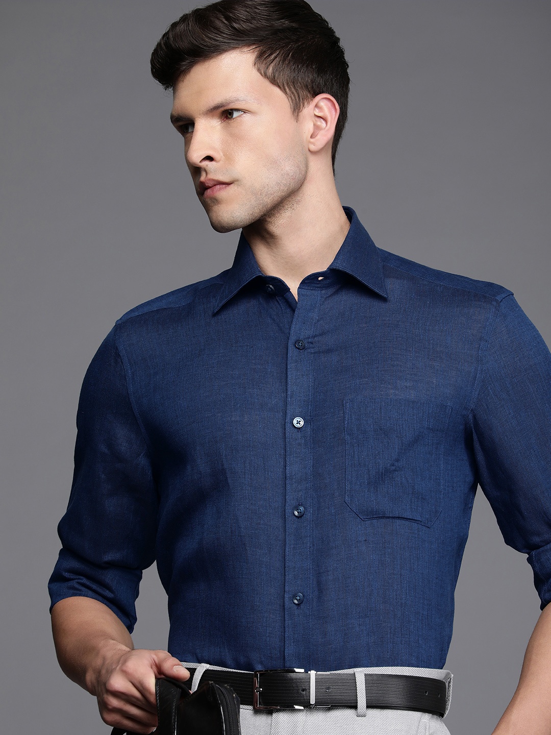 

Louis Philippe Men Blue Classic Opaque Casual Shirt