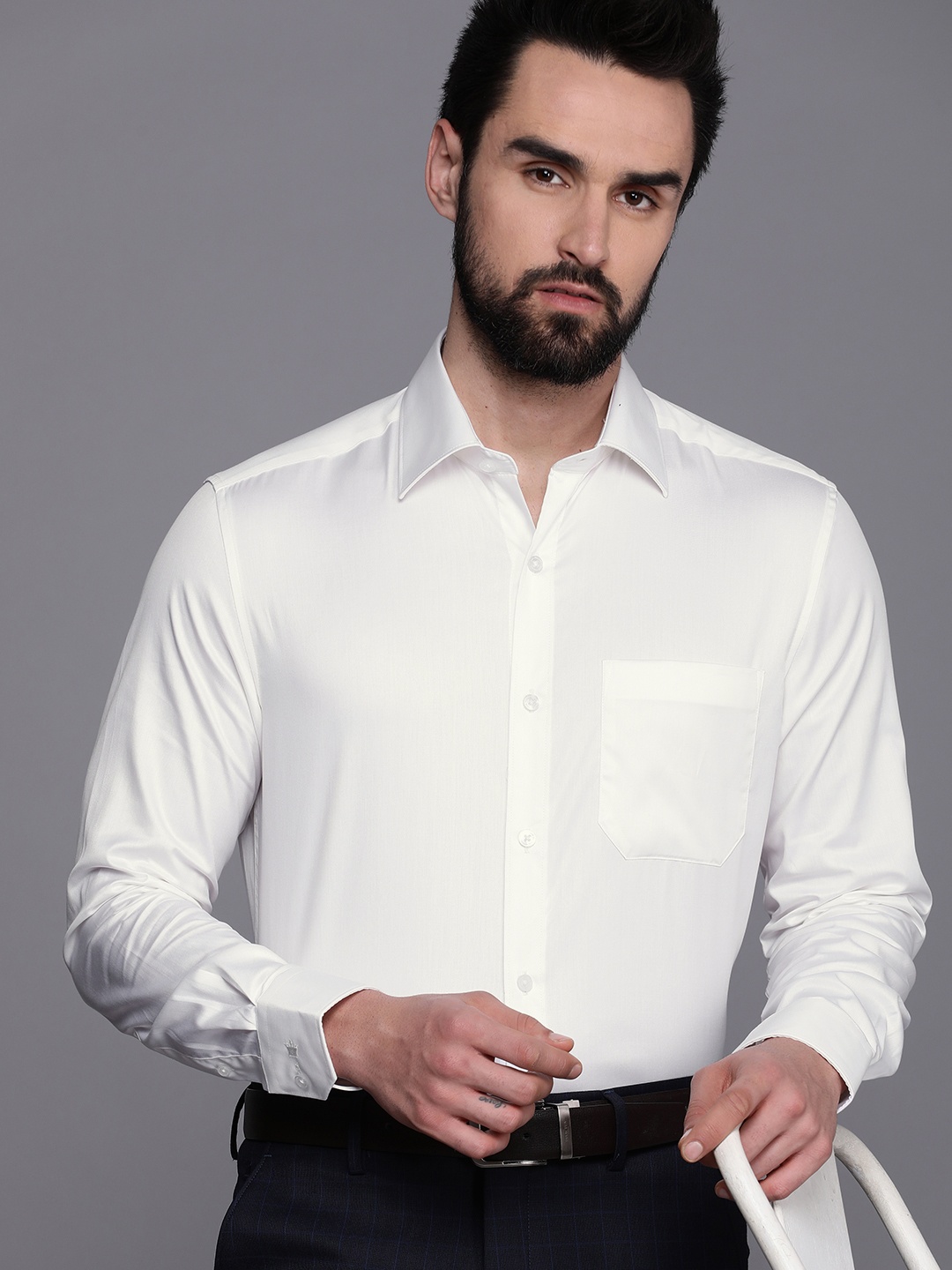 

Louis Philippe Men White Pure Cotton Full Sleeves Classic Formal Shirt