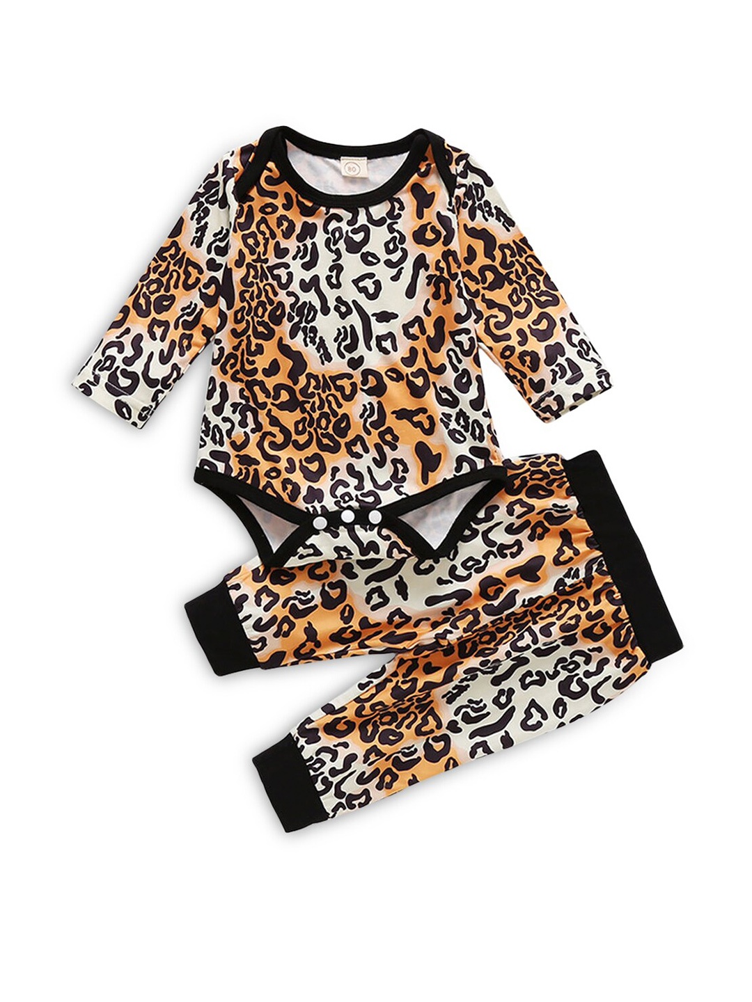

Hopscotch Boys Black & Brown Printed Pure Cotton T-shirt with Trousers