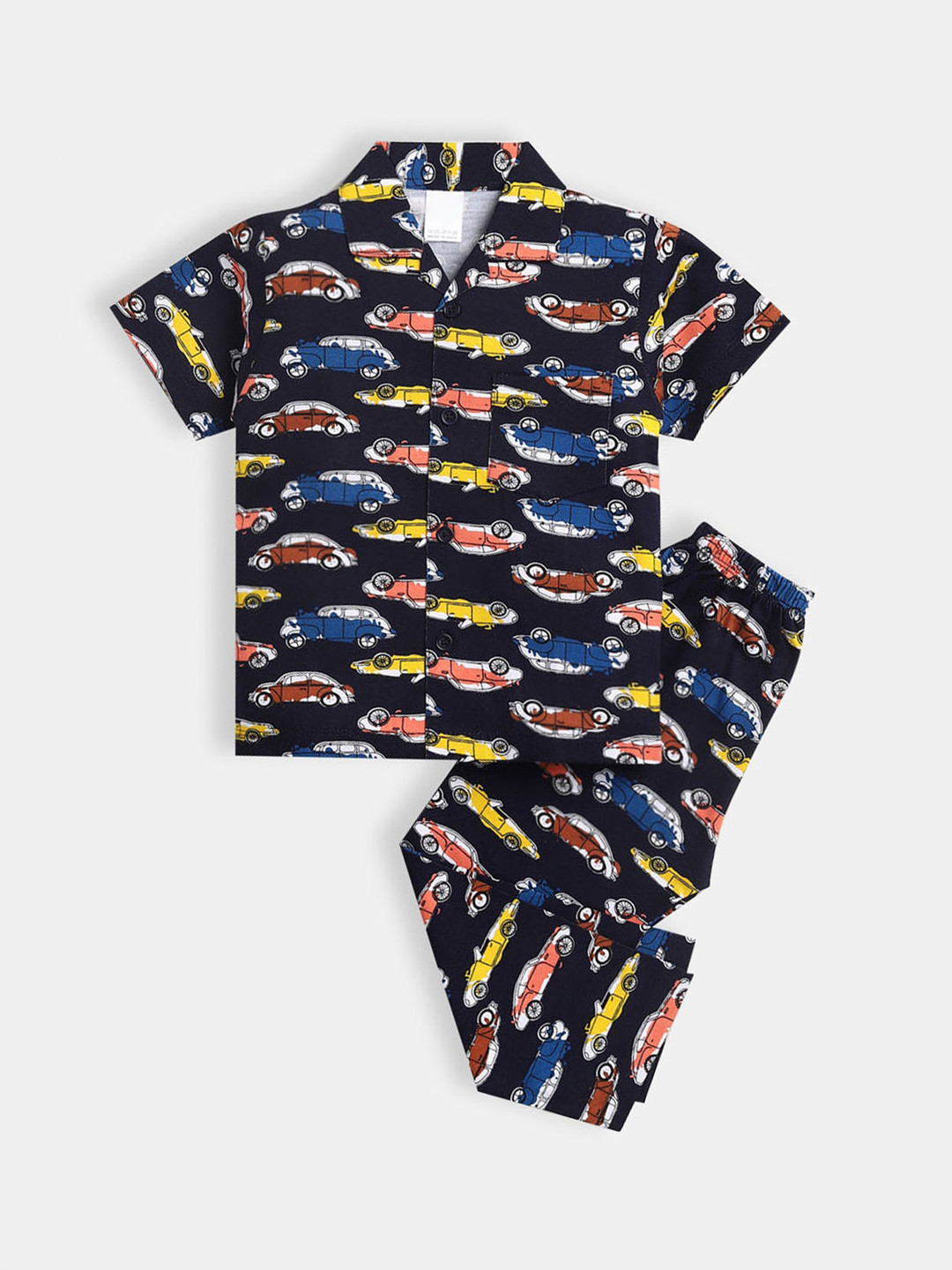

Hopscotch Boys Black & Blue Printed Pure Cotton Night suit