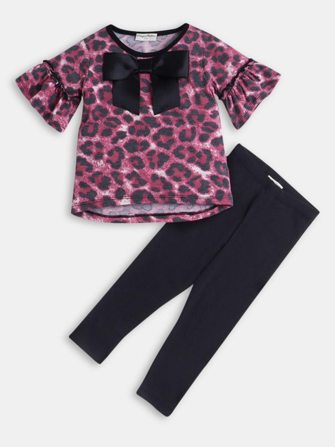 

Hopscotch Girls Purple & Black Printed Top with Legging