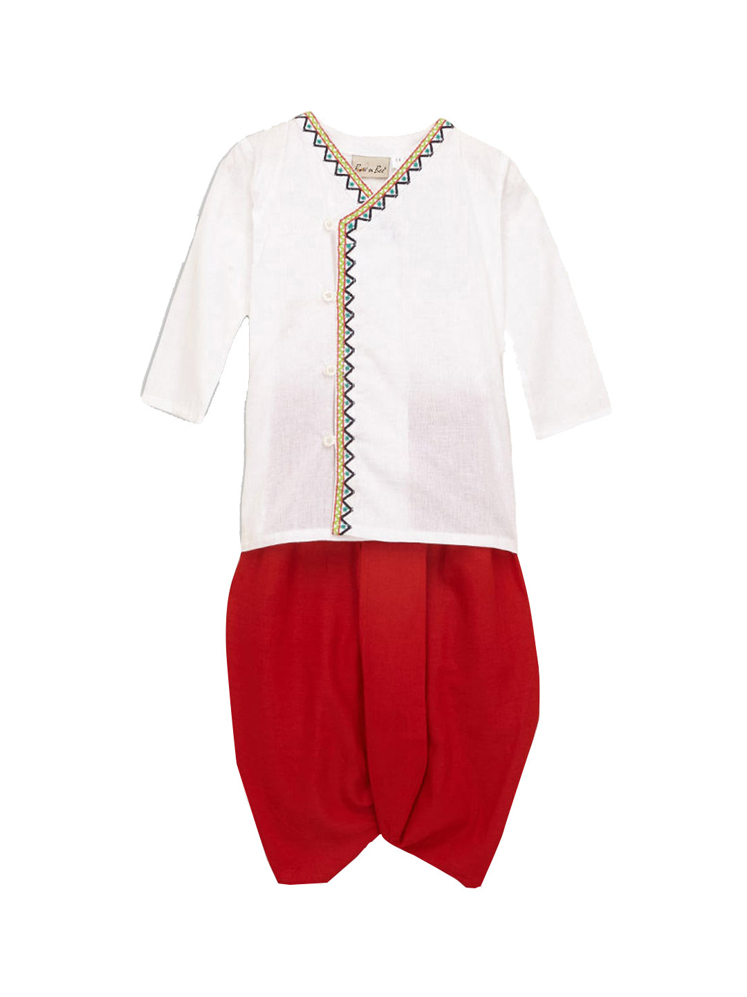 

Hopscotch Boys White Dupion Silk Kurta with Dhoti Pants