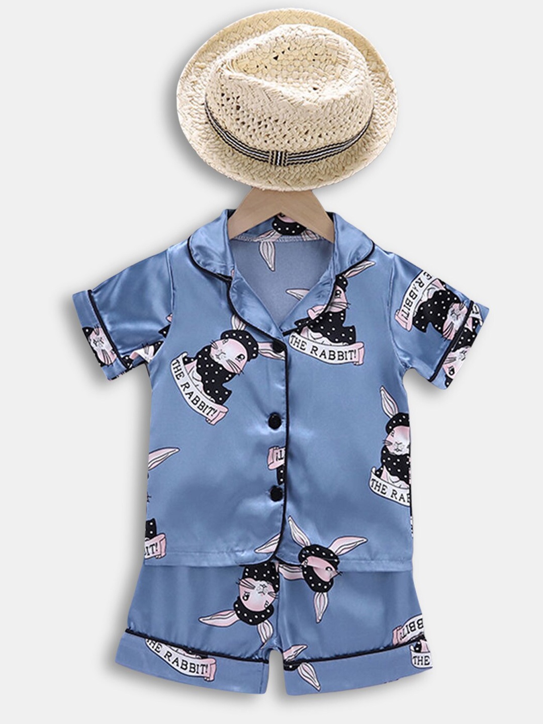 

Hopscotch Boys Blue & Black Printed Top with Shorts