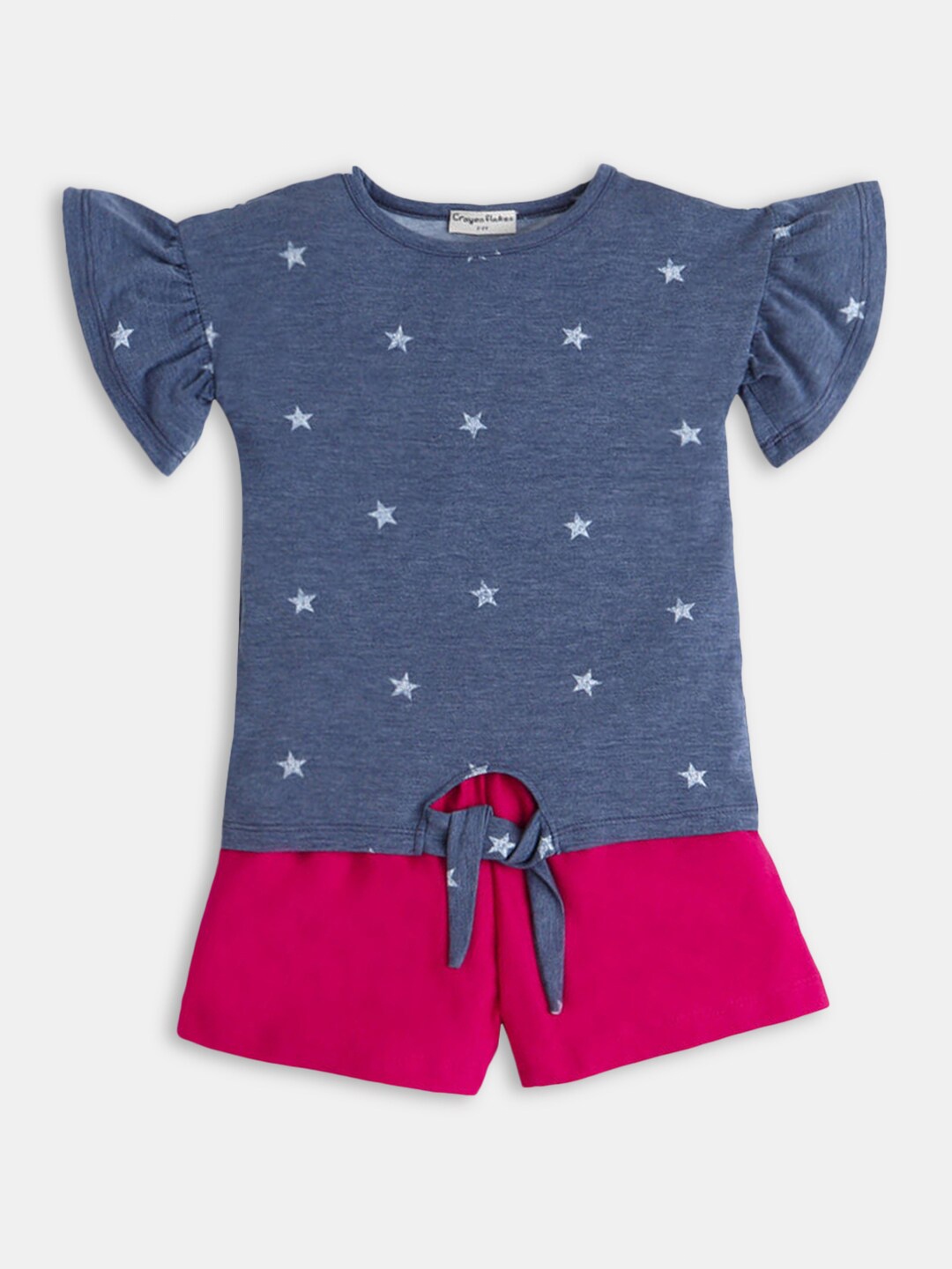 

Hopscotch Girls Grey & Pink Printed Top with Shorts