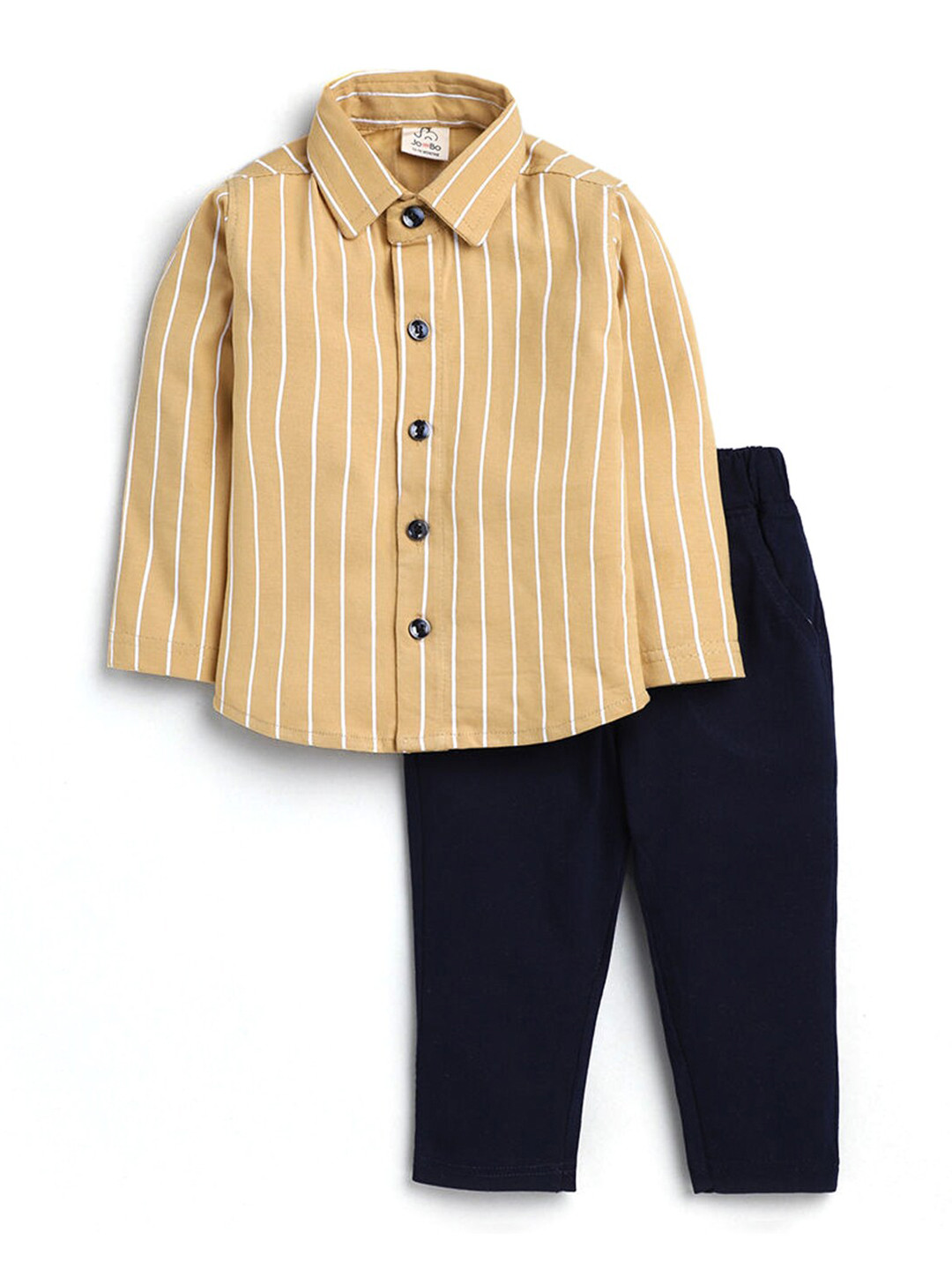 

Hopscotch Boys Beige & White Striped Shirt with Trousers