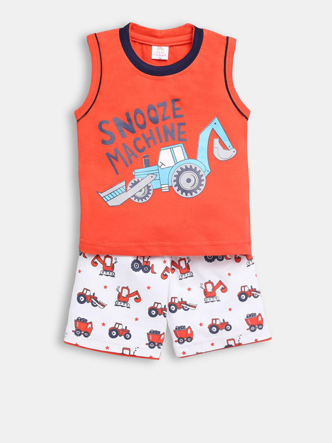 

Hopscotch Boys Red & White Printed Pure Cotton T-shirt with Short