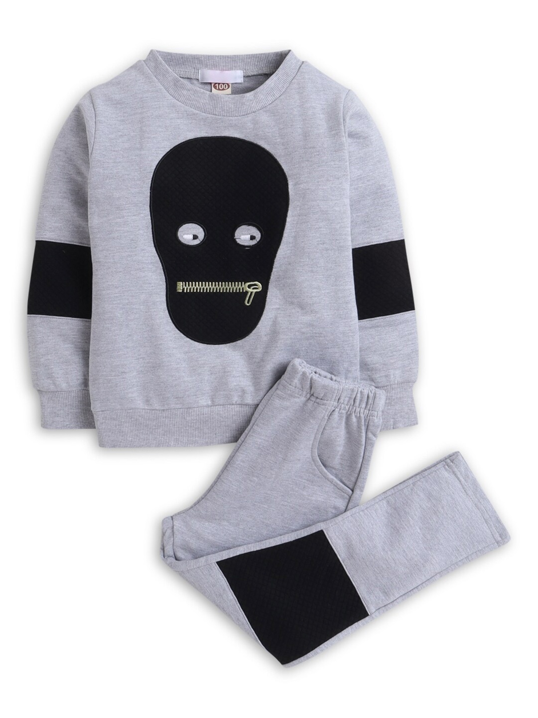 

Hopscotch Boys Grey & Black Printed Sweatshirt with Joggers