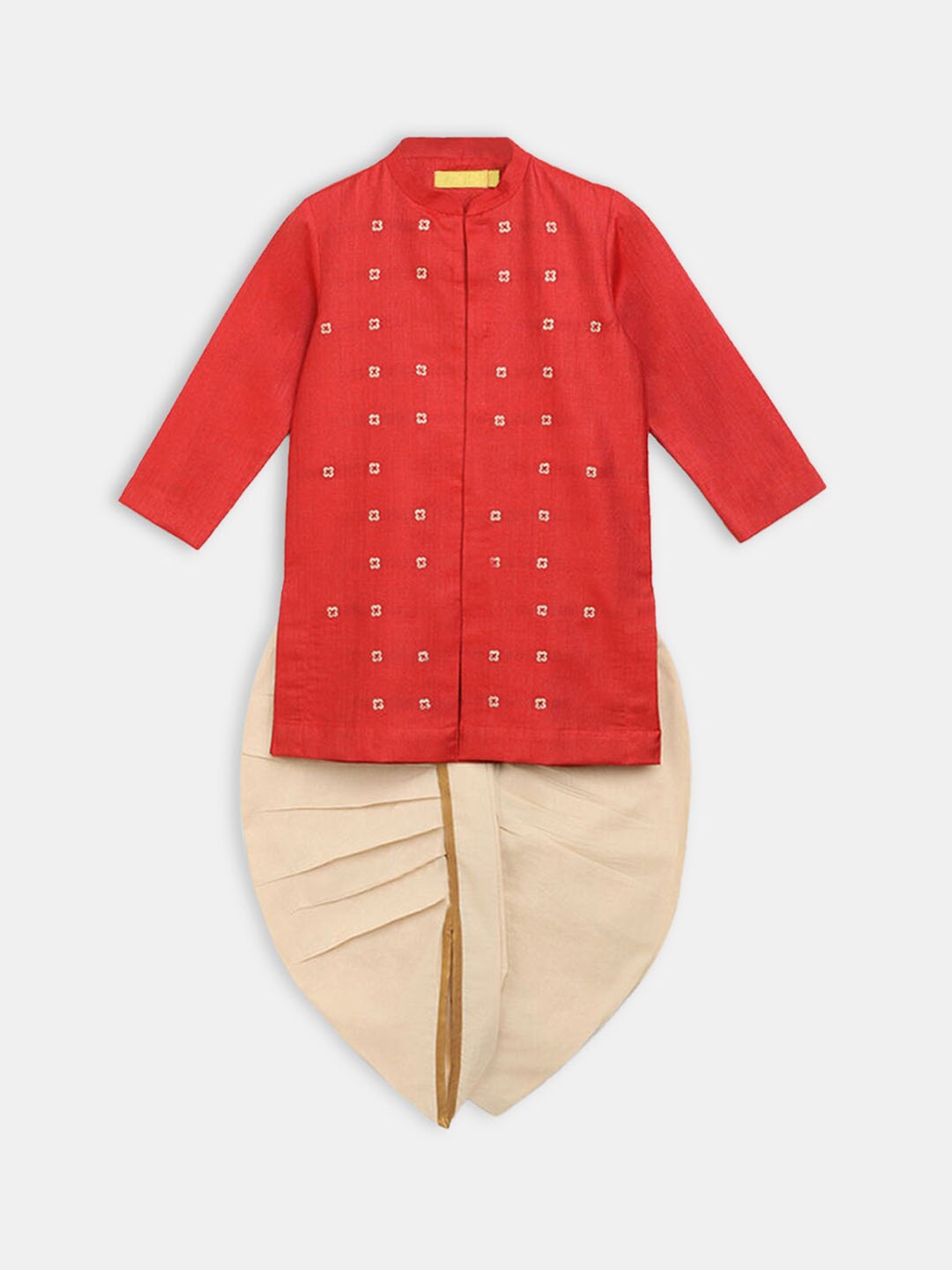 

Hopscotch Boys Red Printed Kurta with Dhoti Pants