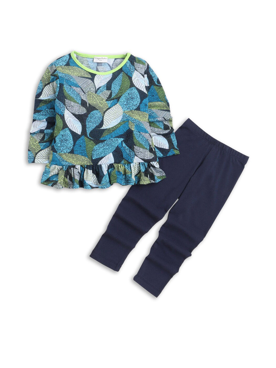 

Hopscotch Girls Blue & White Printed Top with Leggings