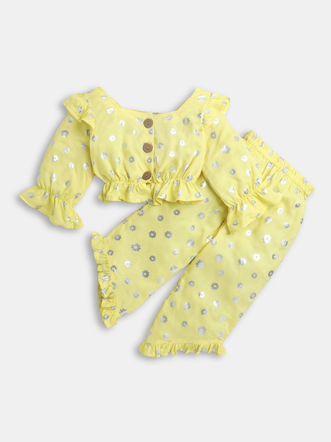 

Hopscotch Girls Yellow & White Printed Top with Trousers