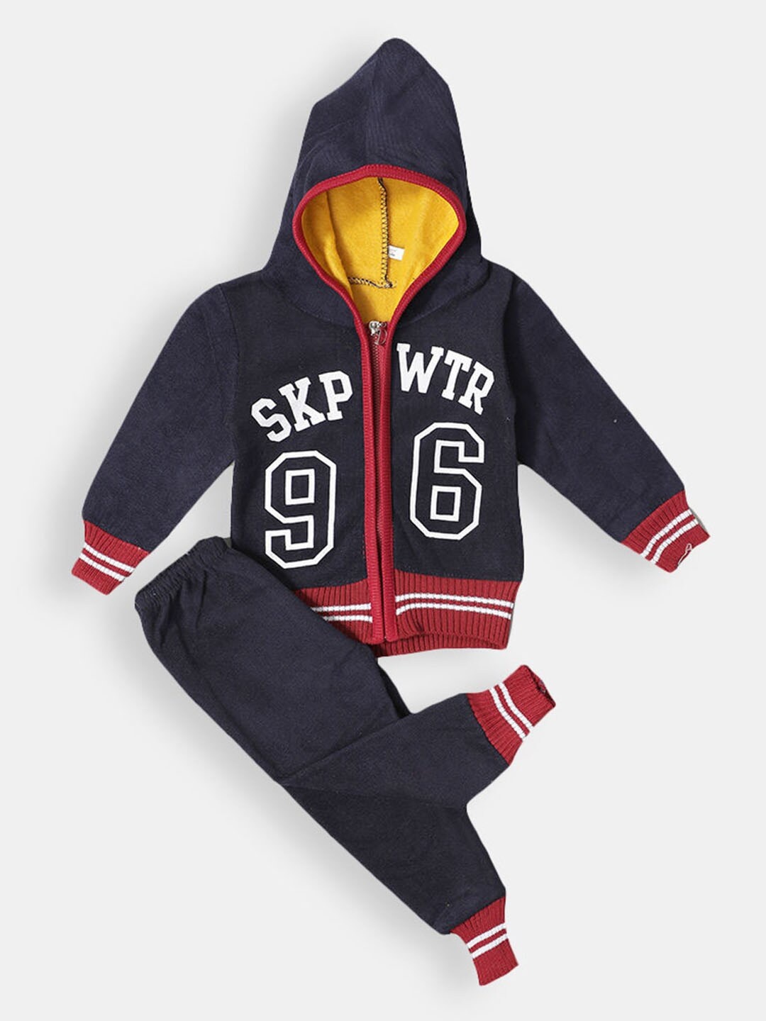 Hopscotch Boys Blue & Red Printed Sweatshirt and Jogger