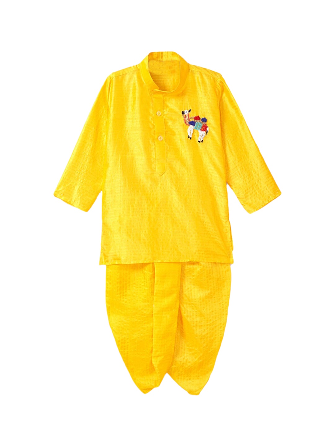 

Hopscotch Boys Yellow Pure Silk Kurta with Dhoti Pant