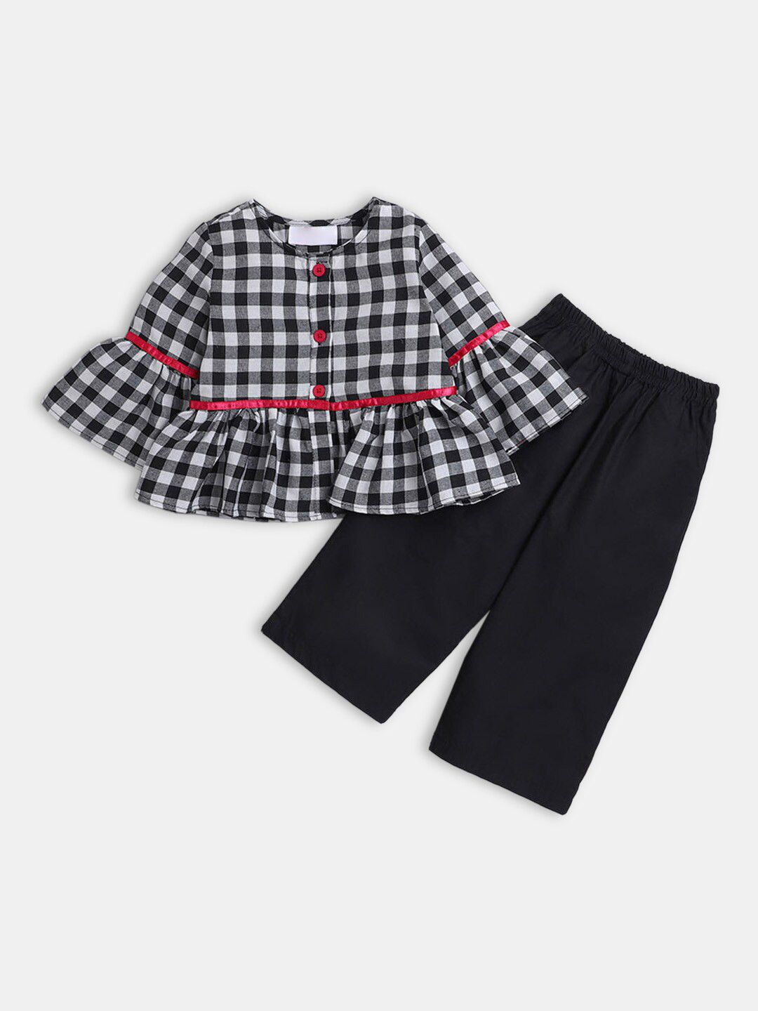 

Hopscotch Girls Black & White Checked Top with Trousers