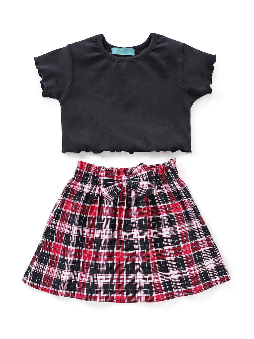 

Hopscotch Girls Black & Pink T-shirt with Skirt