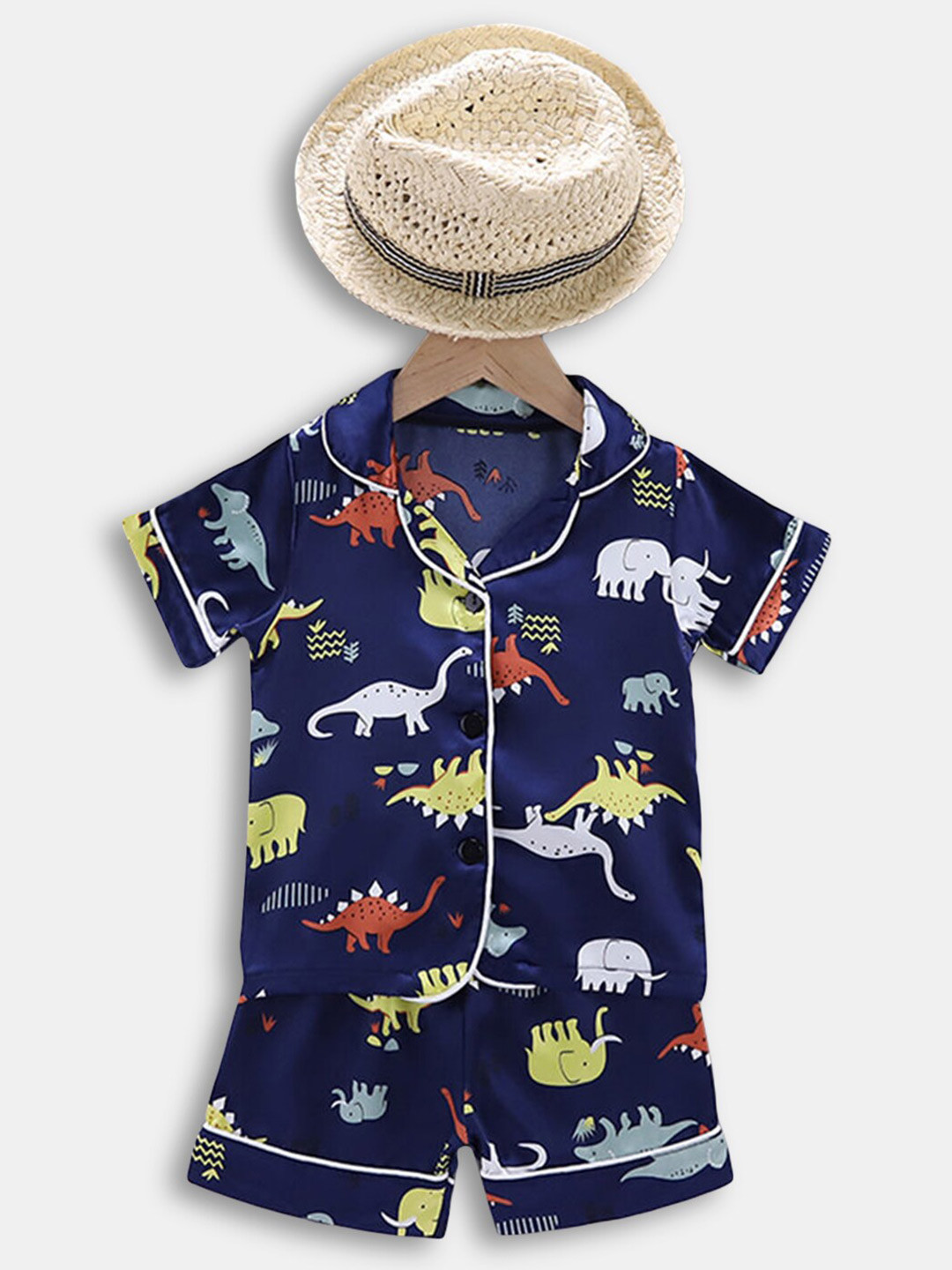 

Hopscotch Boys Blue & Yellow Printed Top with Shorts