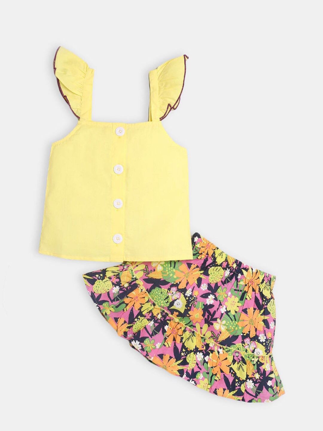 

Hopscotch Girls Yellow & Navy Blue Top with Skirt