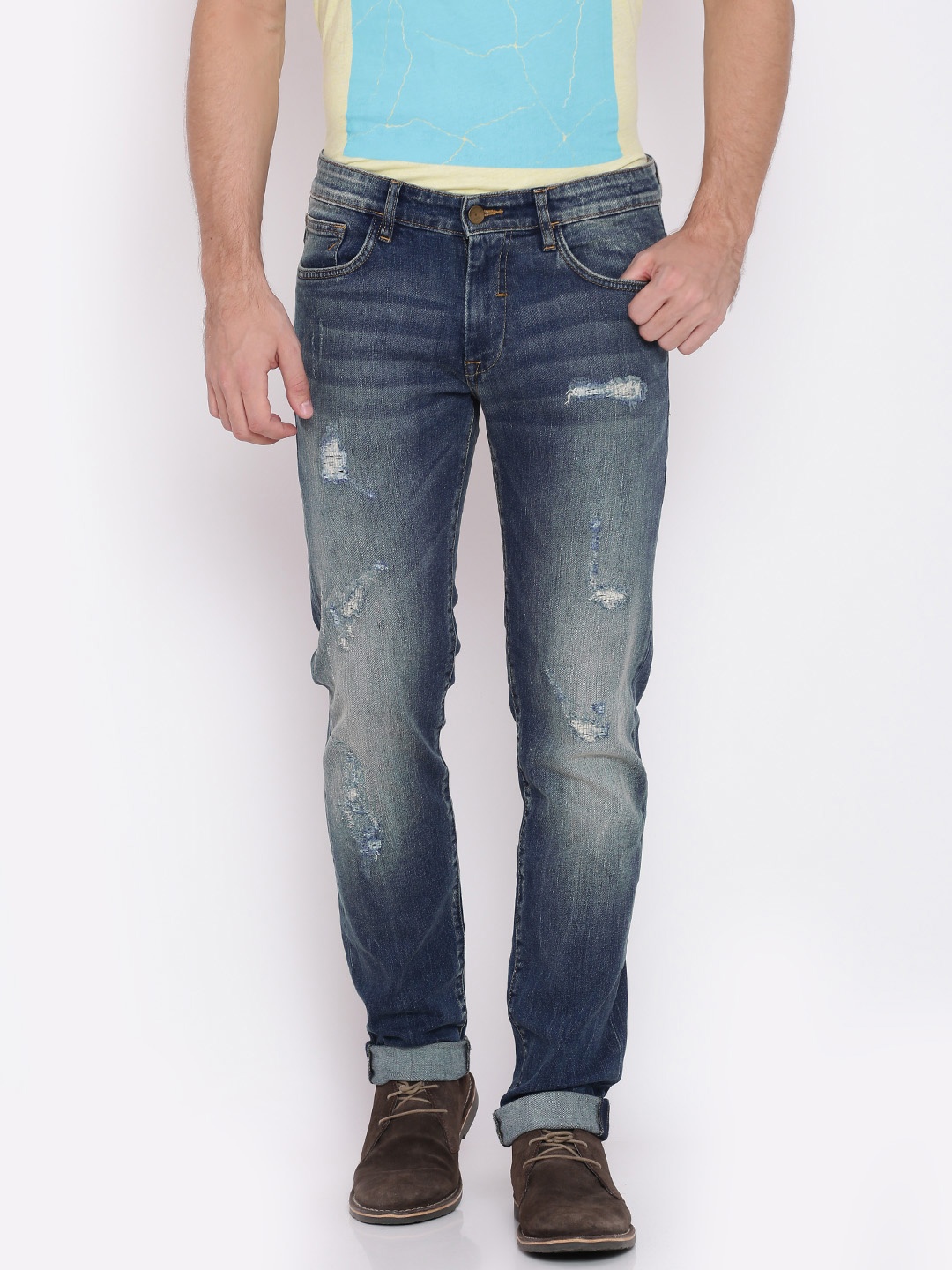 

Allen Solly Men Blue Skinny Fit Low-Rise Mildly Distressed Stretchable Jeans