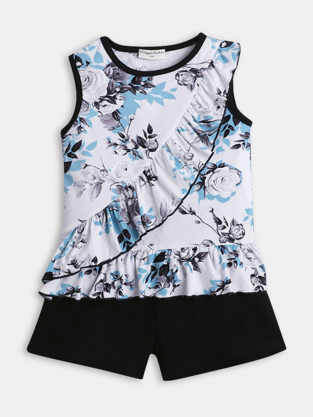 

Hopscotch Girls Off White & White Printed T-shirt with Short