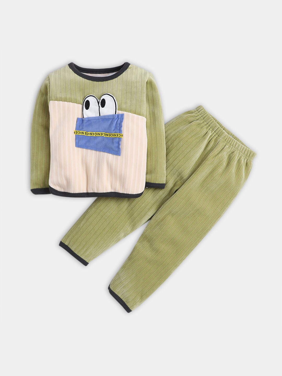 

Hopscotch Boys Green & Beige Printed Top with Trousers