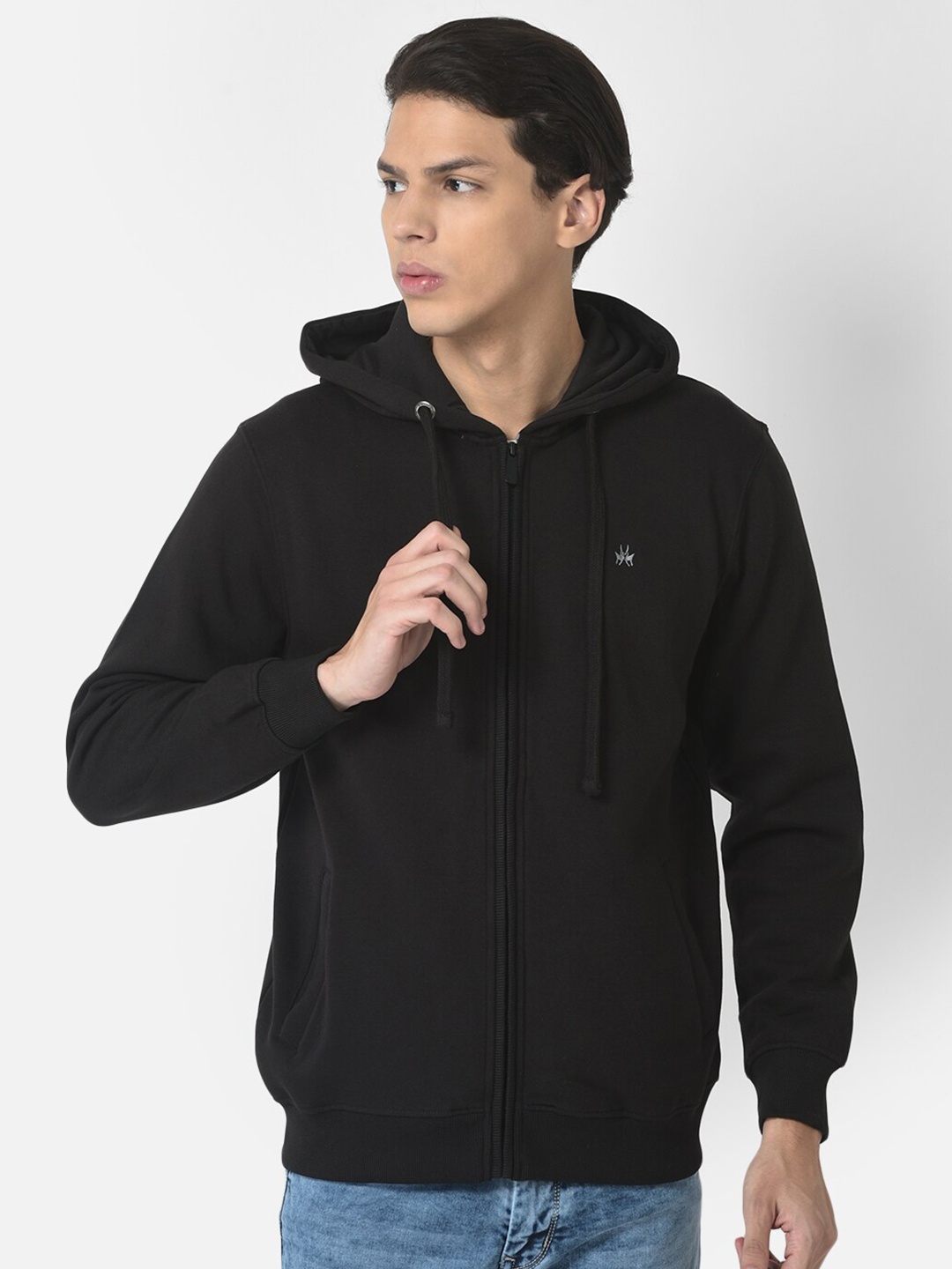 

Crimsoune Club Men Black Solid Hooded Sweatshirt
