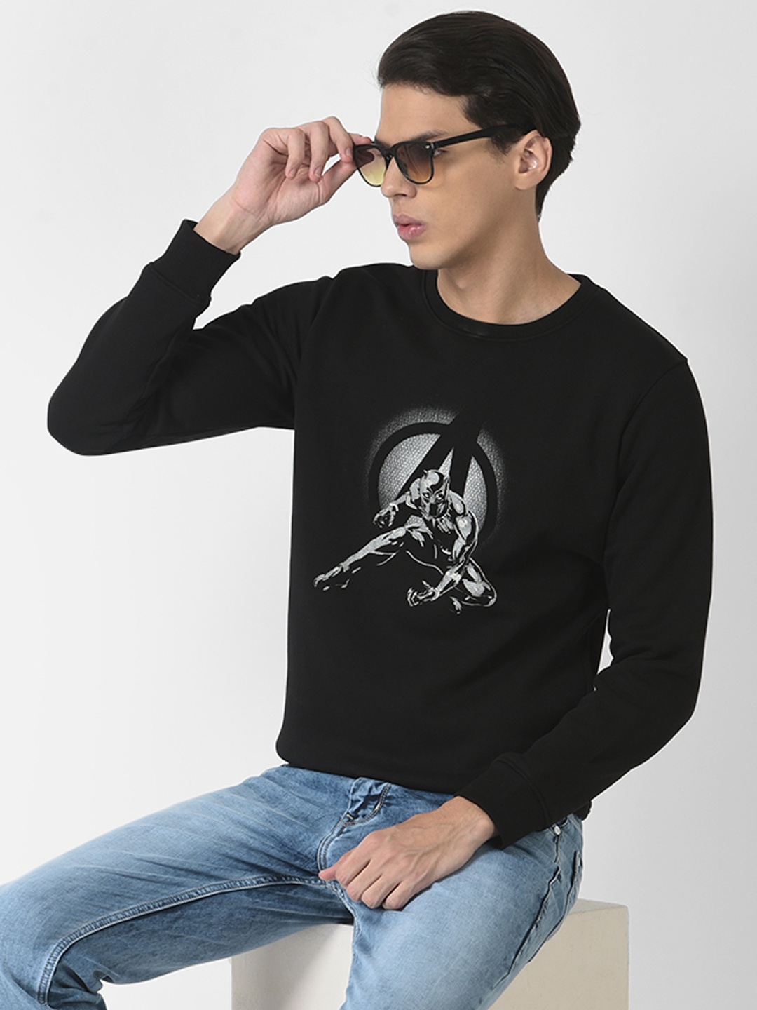 

Crimsoune Club Men Black Avengers Printed Sweatshirt