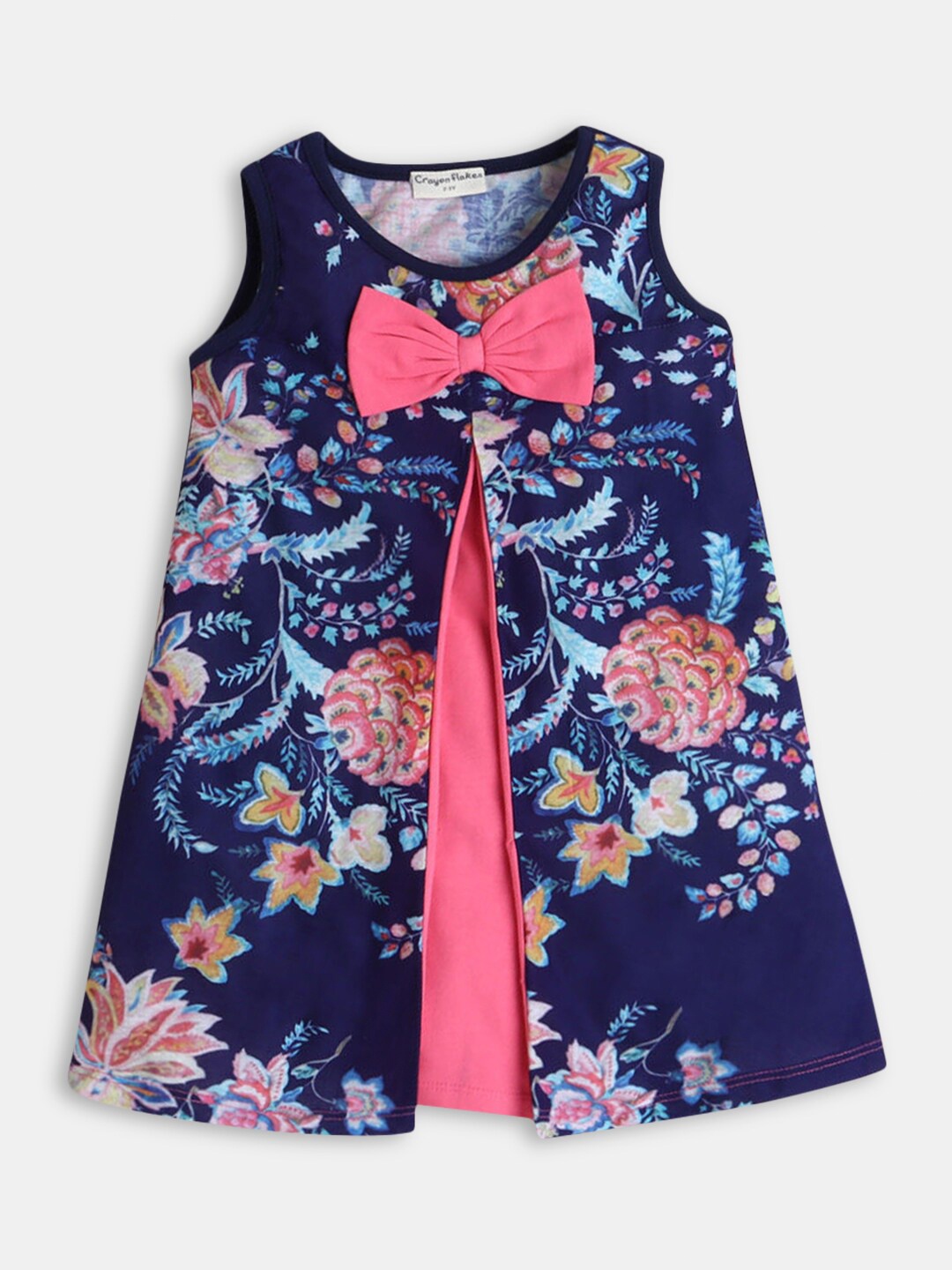 

Hopscotch Kids Girls Blue And Pink Floral Print Sleeveless A-Line Dress
