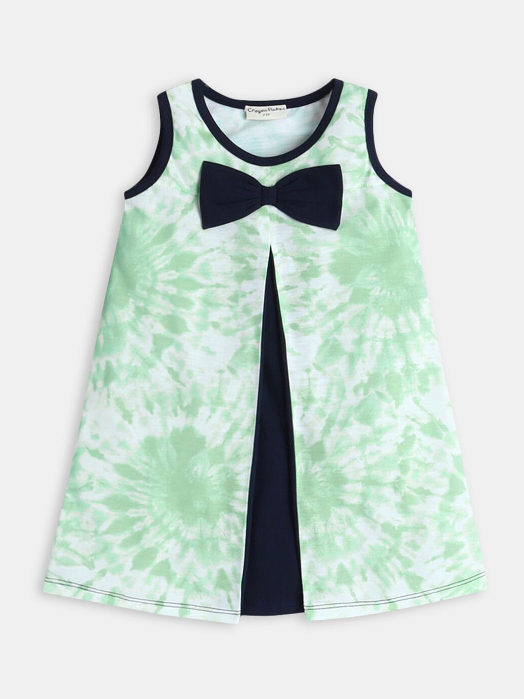 

Hopscotch Girls Green Tie and Dye Dyed A-Line Dress With Bow Detail