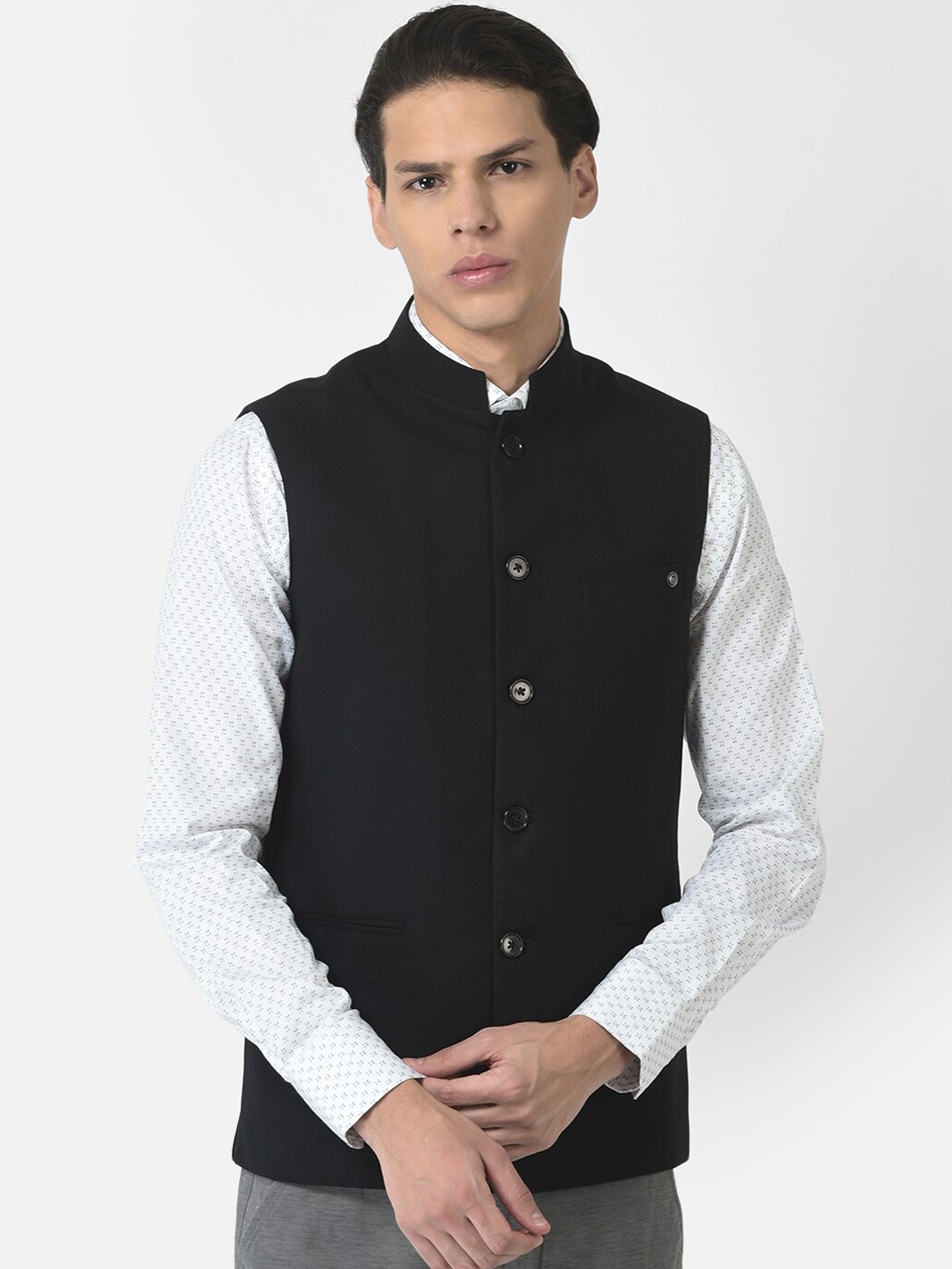 

Crimsoune Club Men Black Nehru Jacket