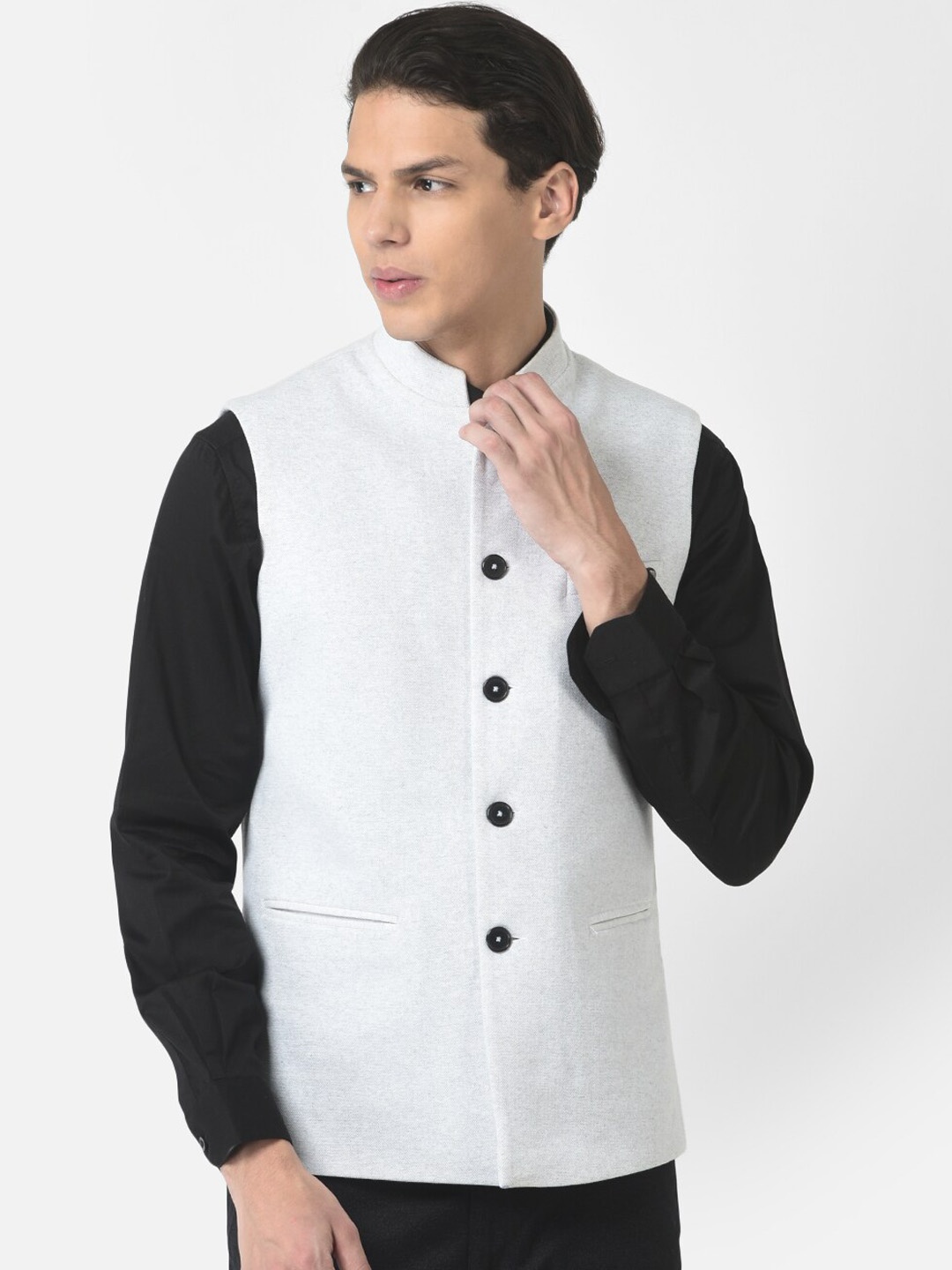 

Crimsoune Club Men White Nehru Jacket