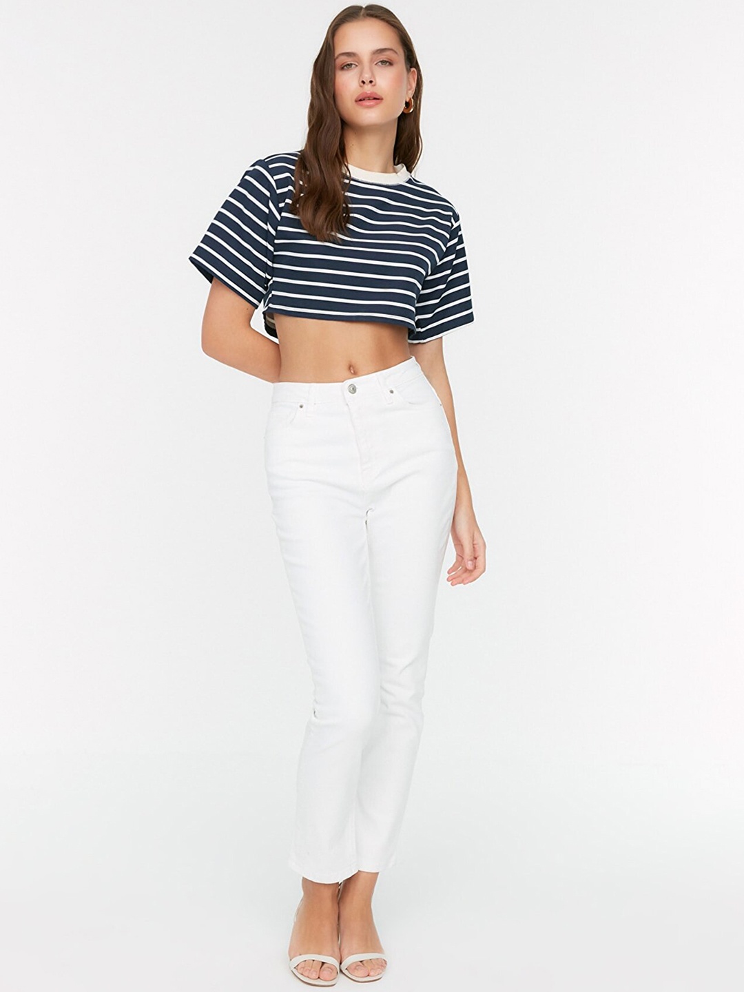 Trendyol Women White Pure Cotton Jeans