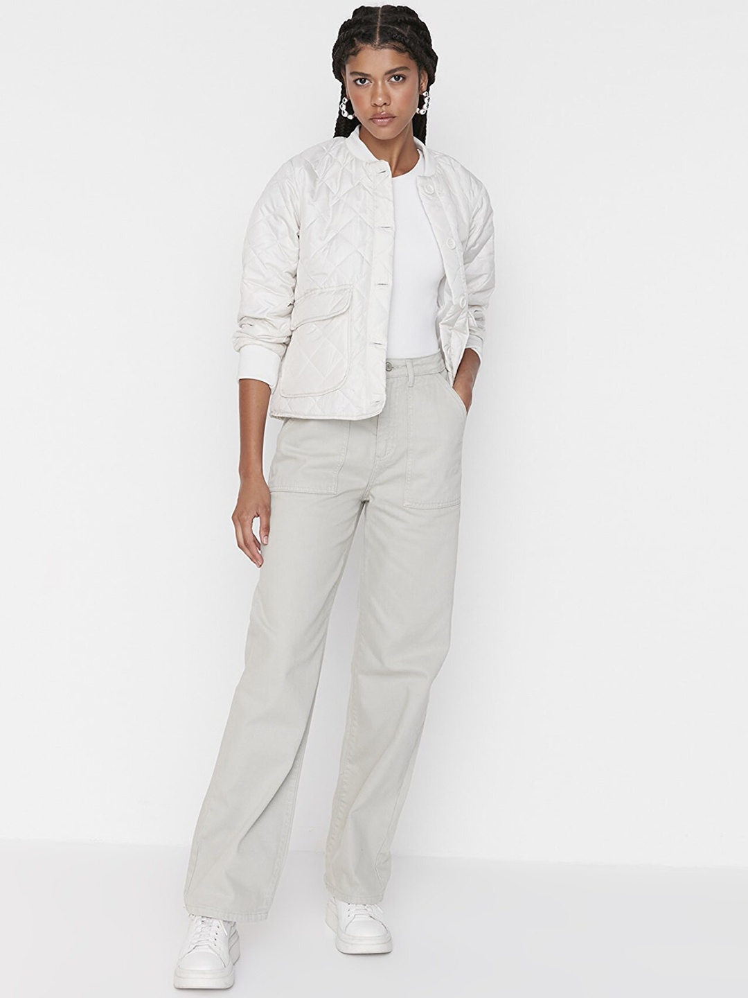 

Trendyol Women Grey Cotton Jeans