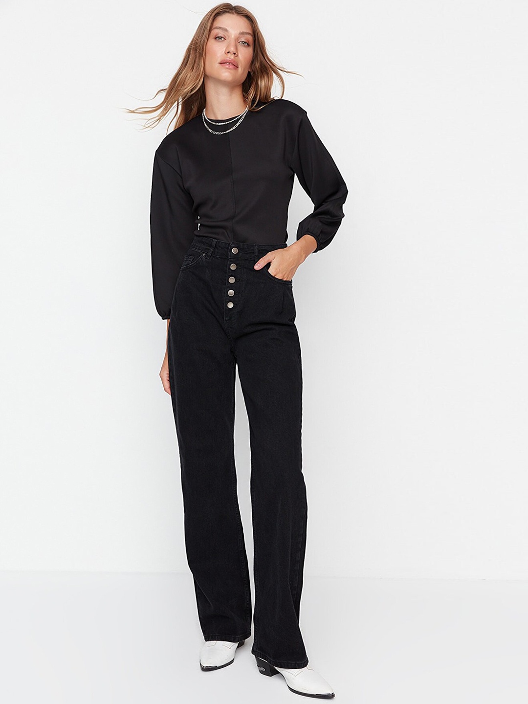 Trendyol Women Black Pure Cotton Jeans