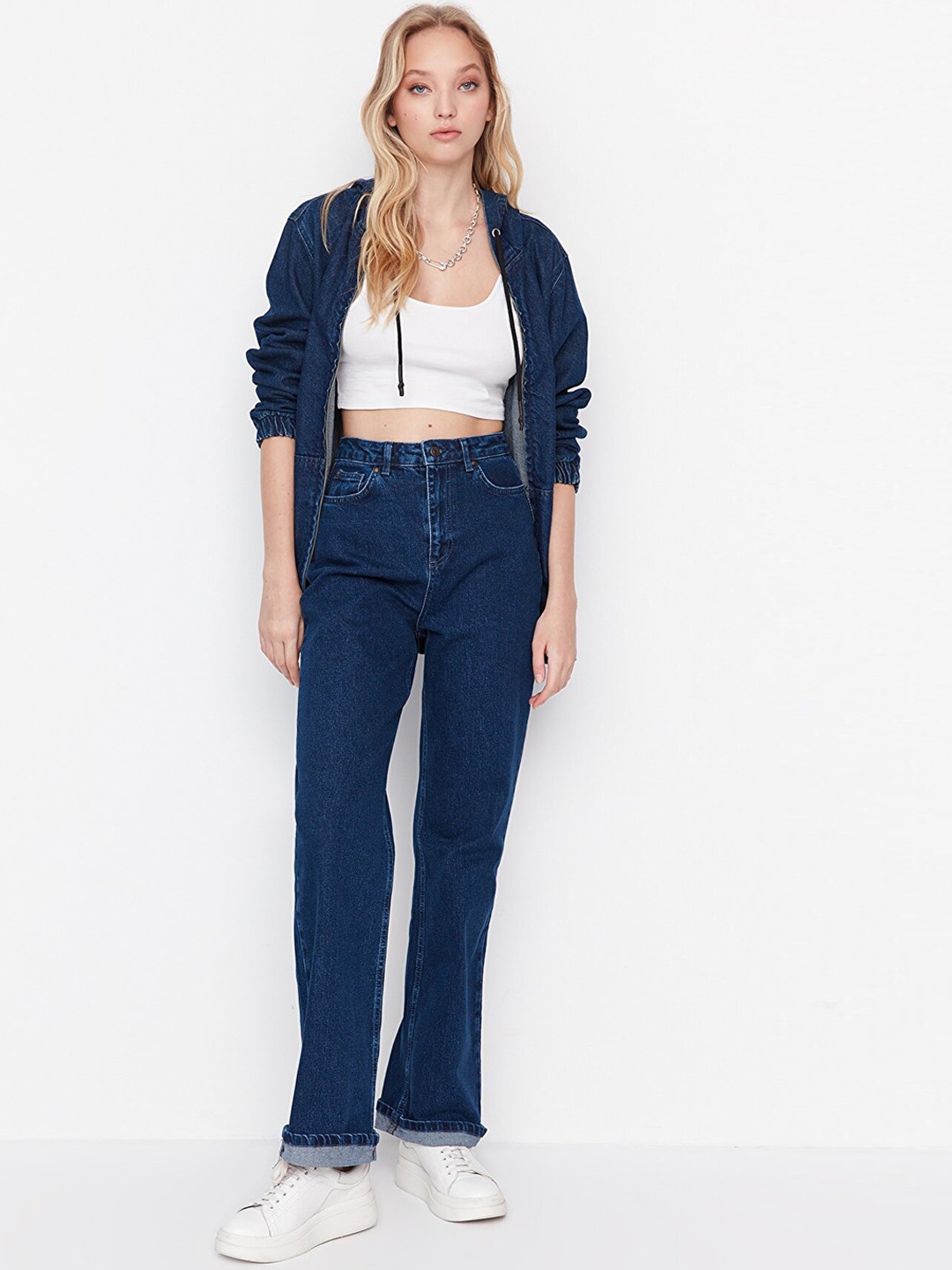 Trendyol Women Navy Blue High-Rise Jeans