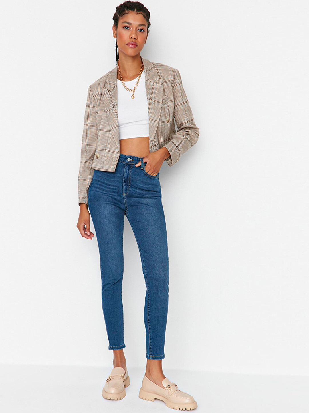 

Trendyol Women Blue Cropped Jeans