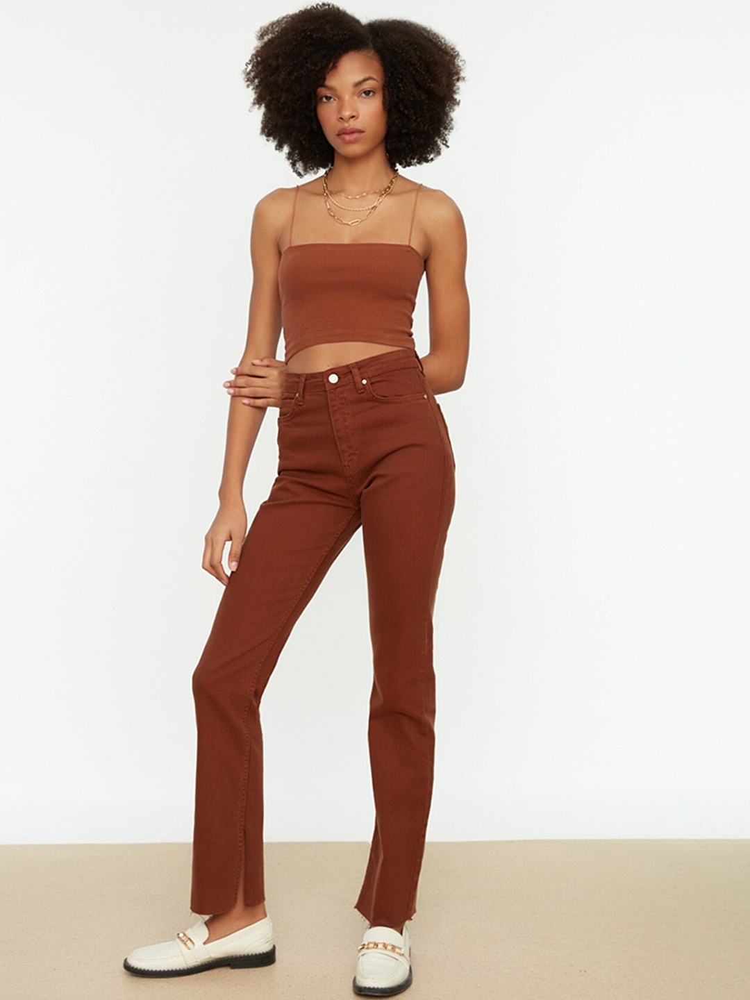 

Trendyol Women Brown Cotton Jeans