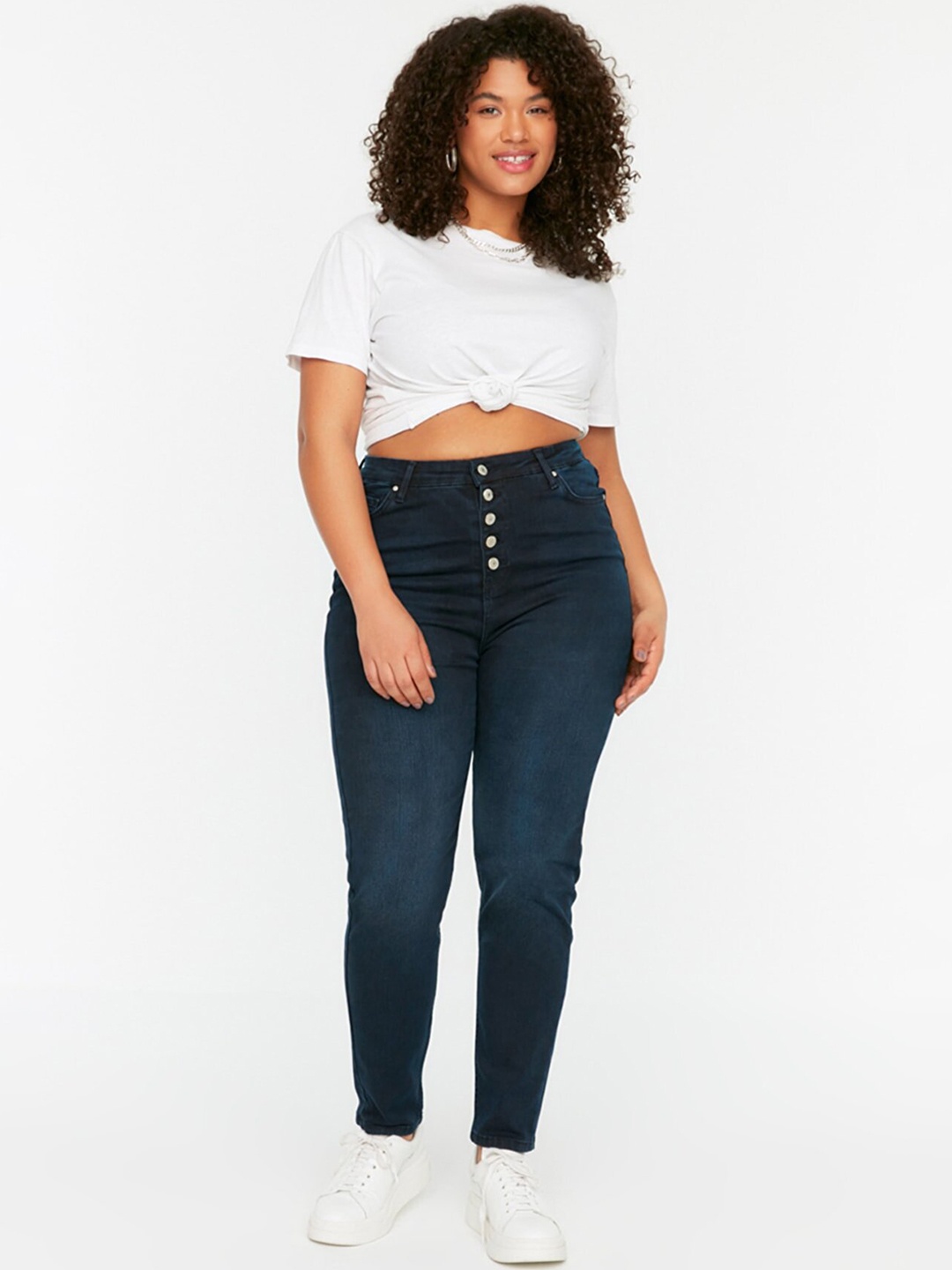

Trendyol Women Blue Low Distress Light Fade Jeans