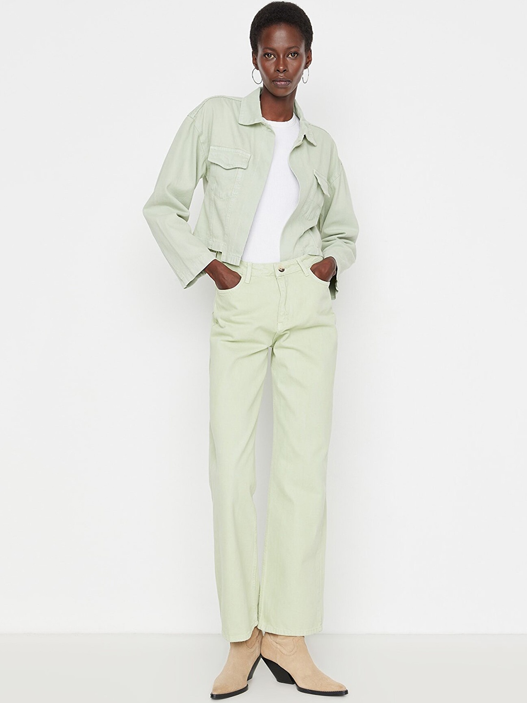 

Trendyol Women Green Cotton Jeans