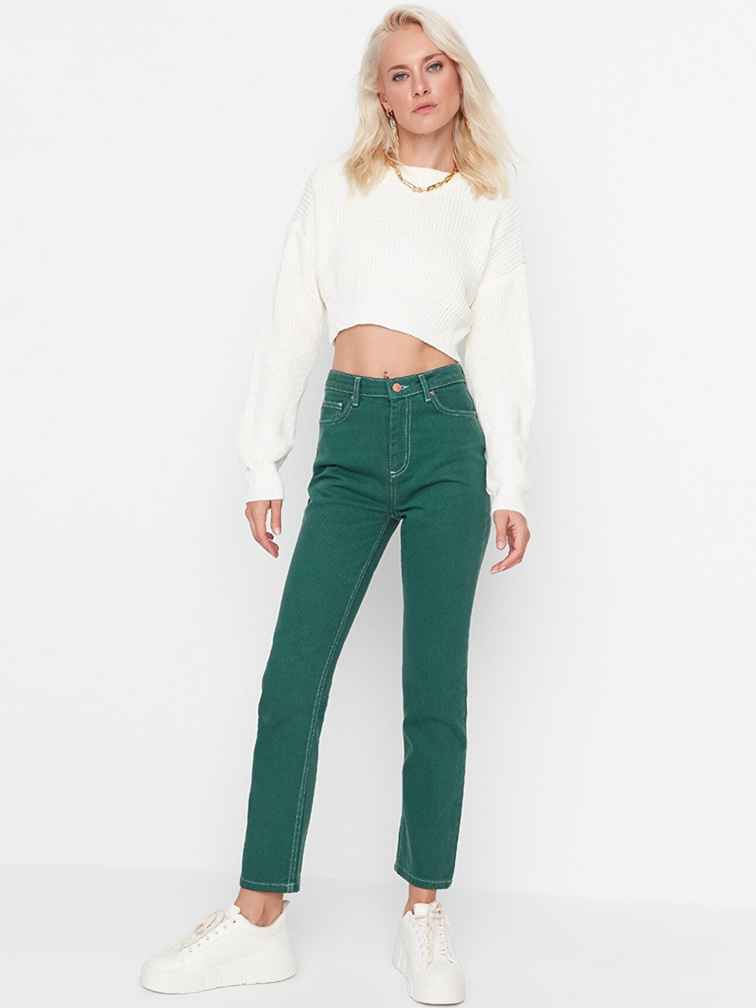 

Trendyol Women Green Cotton Jeans