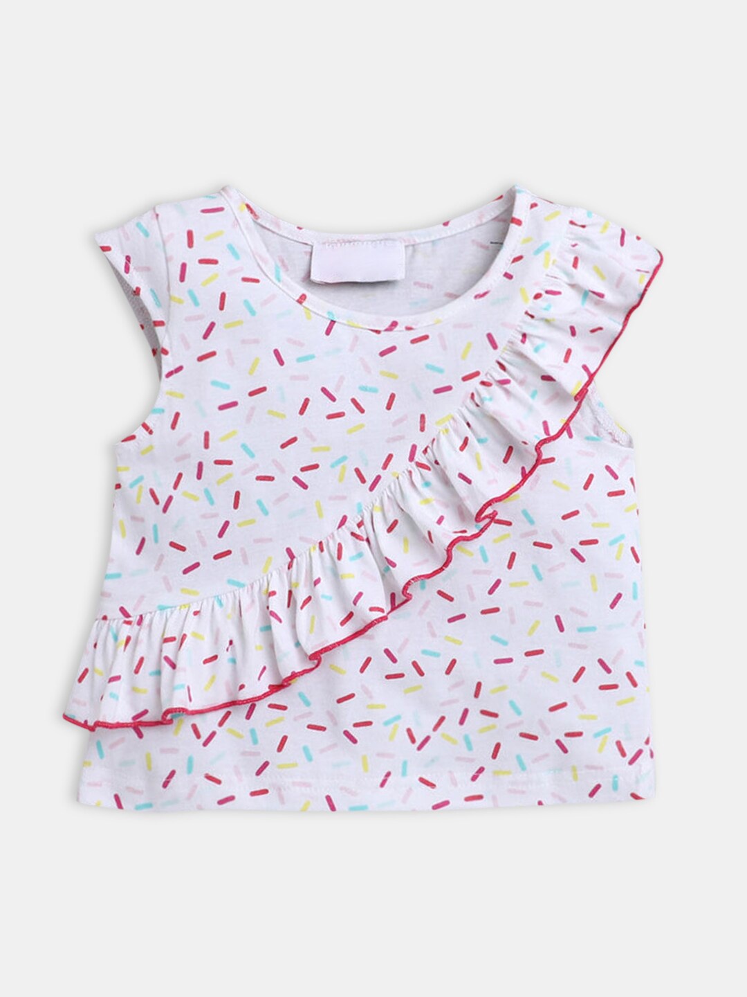 

Hopscotch Girls White & Pink Print Peplum Top