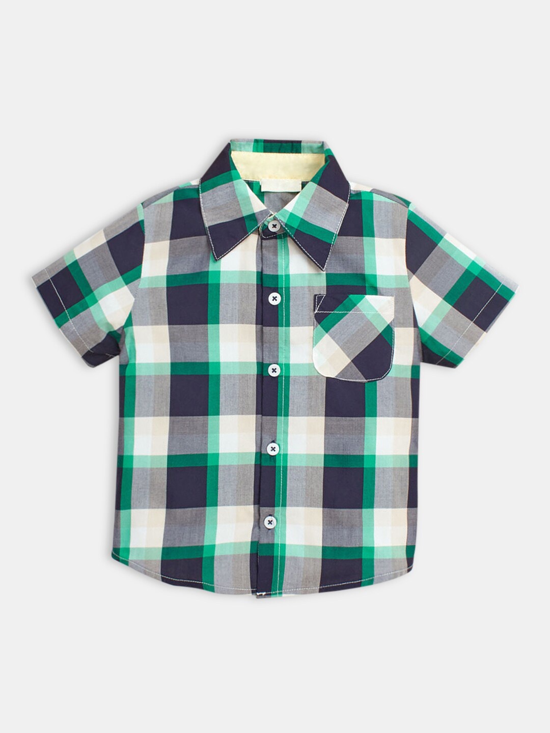 

Hopscotch Boys Black & Green Buffalo Checked Pure Cotton Casual Shirt