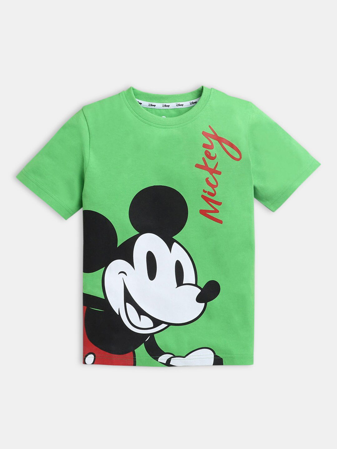 

Hopscotch Boys Green Mickey Mouse Printed Cotton T-shirt