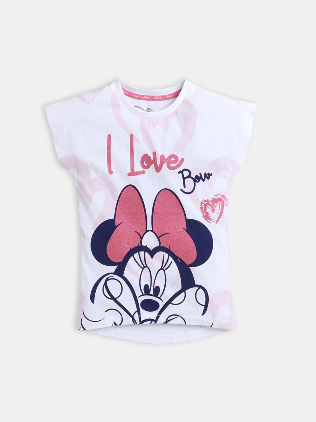 

Hopscotch Girls White Mickey Mouse Printed Extended Sleeves Cotton T-shirt